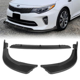 For 2016-2018 Kia Optima SX SXL STP-Style Matte Black Front Bumper Body Splitter Spoiler Lip 3PCS
