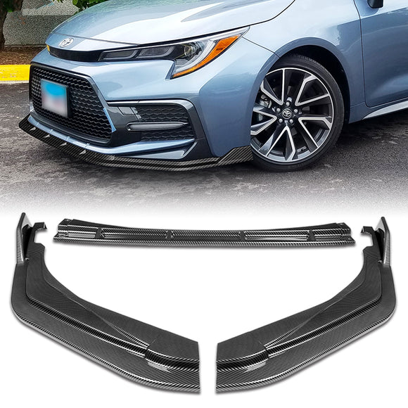 For 2020-2025 Toyota Corolla XSE SE Carbon Look Front Bumper Body Splitter Spoiler Lip 3PCS