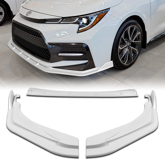 For 2020-2025 Toyota Corolla XSE SE Painted White Front Bumper Body Splitter Spoiler Lip 3PCS