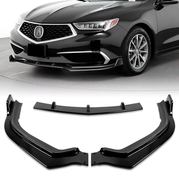 For 2018-2020 Acura TLX STP-Style Painted Black Front Bumper Body Splitter Spoiler Lip 3PCS