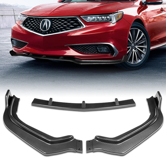 For 2018-2020 Acura TLX STP-Style Carbon Look Front Bumper Body Splitter Spoiler Lip 3PCS