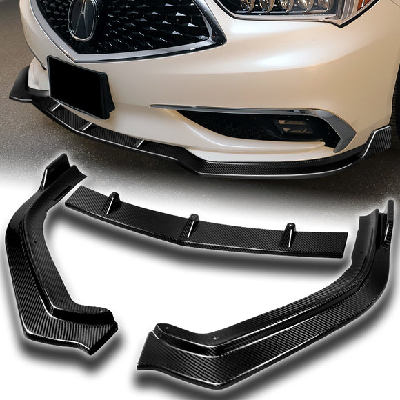 For 2018-2020 Acura TLX STP-Style Carbon Fiber Front Bumper Body Splitter Spoiler Lip 3PCS