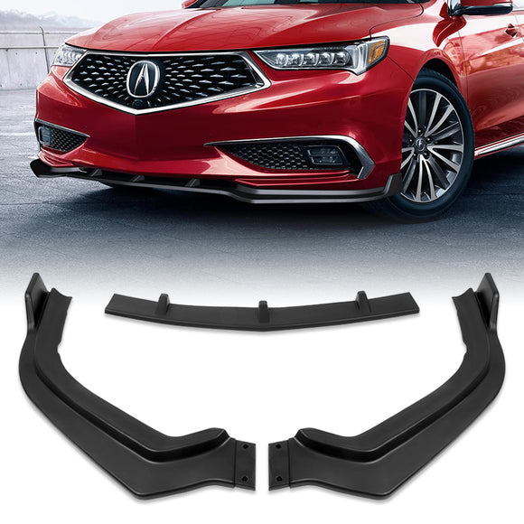 For 2018-2020 Acura TLX STP-Style Matte Black Front Bumper Body Splitter Spoiler Lip 3PCS