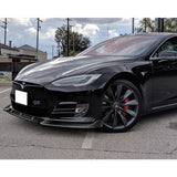 For 2016-2020 Tesla Model S STP-Style Painted Black Front Bumper Body Splitter Spoiler Lip 3PCS