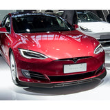For 2016-2020 Tesla Model S STP-Style Carbon Look Front Bumper Body Splitter Spoiler Lip 3PCS