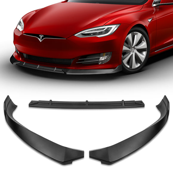 For 2016-2020 Tesla Model S STP-Style Matte Black Front Bumper Body Splitter Spoiler Lip 3PCS