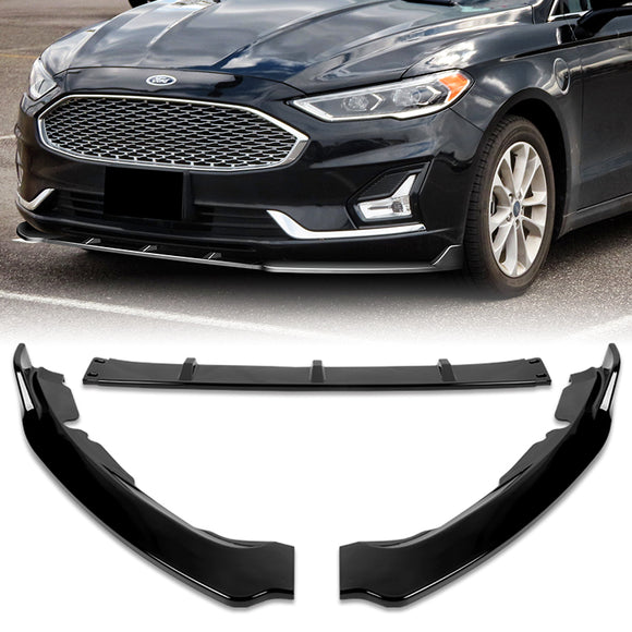 For 2019-2021 Ford Fusion Painted Black Front Bumper Body Splitter Spoiler Lip 3PCS