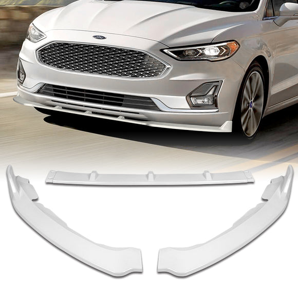 For 2019-2021 Ford Fusion Painted White Front Bumper Body Splitter Spoiler Lip 3PCS