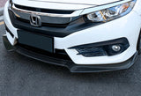 For 2016-2021 Honda Civic 10Th Front Bumper Body Splitter Spoiler Lip 3PCS -Carbon Fiber Look
