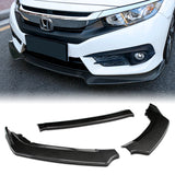 For 2016-2021 Honda Civic 10Th Front Bumper Body Splitter Spoiler Lip 3PCS -Carbon Fiber Look