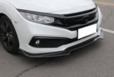For 2016-2021 Honda Civic 10Th Carbon Fiber Front Bumper Body Splitter Spoiler Lip 3PCS