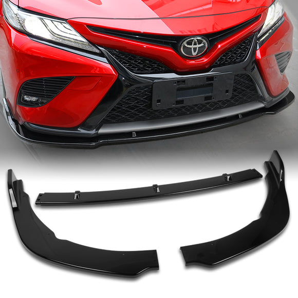For 2018-2020 Toyota Camry Painted Black Front Bumper Body Splitter Spoiler Lip 3PCS