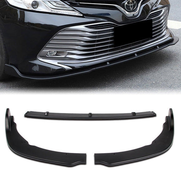 For 2018-2020 Toyota Camry Matte Black Front Bumper Body Splitter Spoiler Lip 3PCS