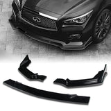 For 2014-2017 Infiniti Q50 Sport Painted Black Front Bumper Body Kit Lip 3pcs