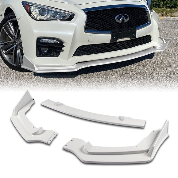 For 2014-2017 Infiniti Q50 Sport Painted White Front Bumper Body Kit Lip 3pcs