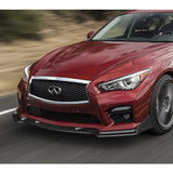For 2014-2017 Infiniti Q50 Sport Unpainted Black Front Bumper Body Kit Lip 3pcs