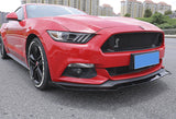 For 2015-2017 Ford Mustang Painted Black Front Bumper Body Splitter Spoiler Lip 3PCS