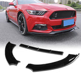 For 2015-2017 Ford Mustang Painted Black Front Bumper Body Splitter Spoiler Lip 3PCS