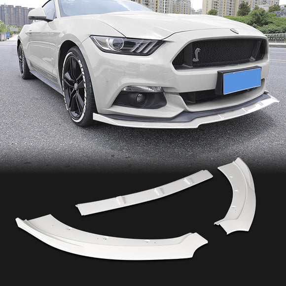 For 2015-2017 Ford Mustang Painted White Front Bumper Body Splitter Spoiler Lip 3PCS