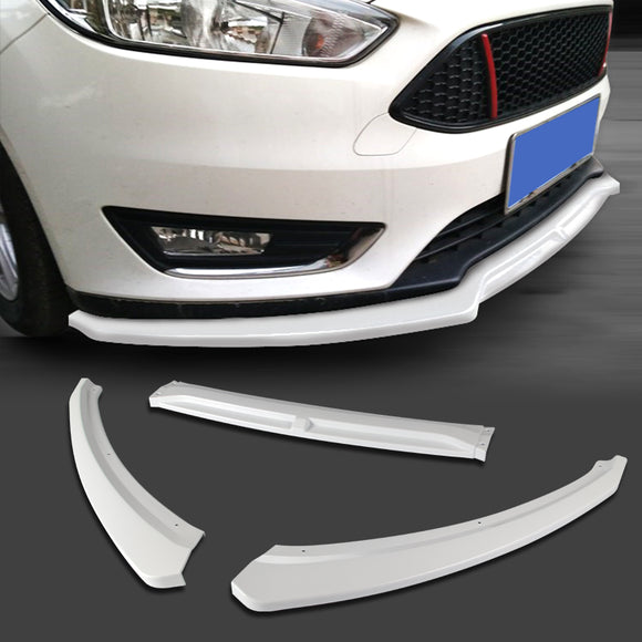 For 2012-2018 Ford Focus Painted White Front Bumper Body Splitter Spoiler Lip 3PCS