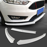 For 2012-2018 Ford Focus Painted White Front Bumper Body Splitter Spoiler Lip 3PCS
