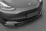 For 2017-2023 Tesla Model 3 Sedan Painted Black Front Bumper Body Splitter Spoiler Lip 3PCS