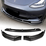 For 2017-2023 Tesla Model 3 Sedan Carbon Look Front Bumper Body Splitter Spoiler Lip 3PCS