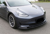 For 2017-2023 Tesla Model 3 Sedan Unpainted Matte Black Front Bumper Body Splitter Spoiler Lip 3PCS