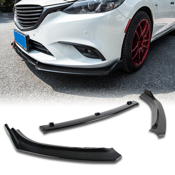 For 2014-2018 Mazda6 Mazda 6 Painted Black Front Bumper Body Splitter Spoiler Lip 3PCS