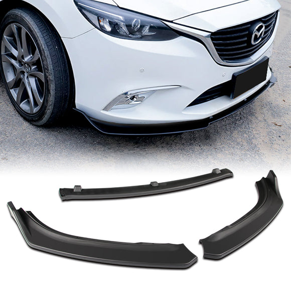 For 2014-2018 Mazda6 Mazda 6 Unpainted Matte Black Front Bumper Body Splitter Spoiler Lip 3PCS