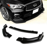 For 2014-2017 Infiniti Q50 Premium Painted Black Front Bumper Splitter Spoiler Lip 3PCS