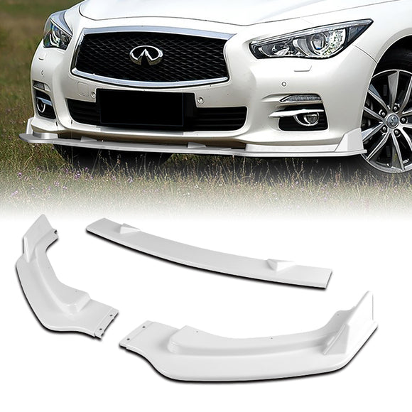 For 2014-2017 Infiniti Q50 Premium Painted White Front Bumper Splitter Spoiler Lip 3PCS
