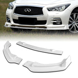 For 2014-2017 Infiniti Q50 Premium Painted White Front Bumper Splitter Spoiler Lip 3PCS