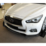 2014-2017 Infiniti Q50 Premium Real Carbon Fiber 3-Piece Front Bumper Body Spoiler Splitter Lip Kit