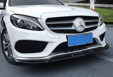 For 2015-2018 Mercedes-Benz W205 C-Class Real Carbon Front Bumper Body Splitter Spoiler Lip 3PCS