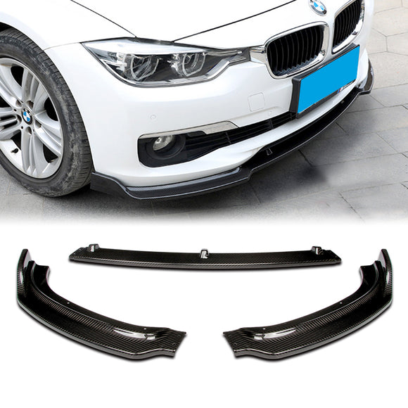For 2013-2018 BMW F30 3-Series Base Real Carbon Fiber Front Bumper Body Splitter Spoiler Lip 3PCS