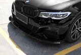 For 2019-2022 BMW G20 M-Sport M340i Painted Black 3PCS Front Bumper Splitter Spoiler Lip