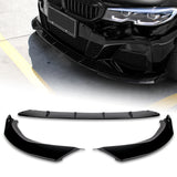 For 2019-2022 BMW G20 M-Sport M340i Painted Black 3PCS Front Bumper Splitter Spoiler Lip