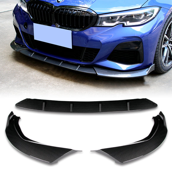 For 2019-2022 BMW G20 M-Sport M340i Carbon Look Front Bumper Body Splitter Spoiler Lip 3PCS