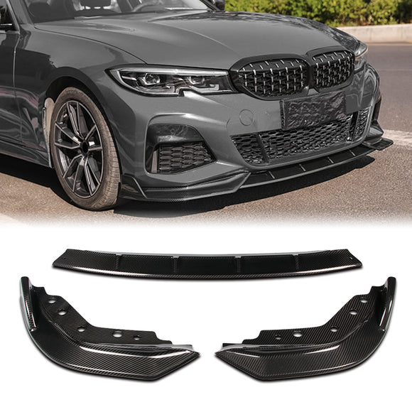 For 2019-2022 BMW G20 M-Sport M340i Real Carbon Fiber 3PCS Front Bumper Splitter Spoiler Lip