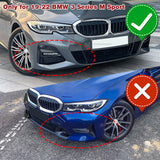 For 2019-2022 BMW G20 M-Sport M340i Painted Black 3PCS Front Bumper Splitter Spoiler Lip