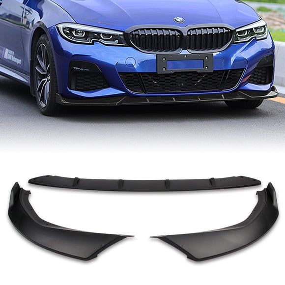 For 2019-2022 BMW G20 M-Sport M340i Unpainted Matte Black Front Bumper Body Splitter Spoiler Lip 3PCS