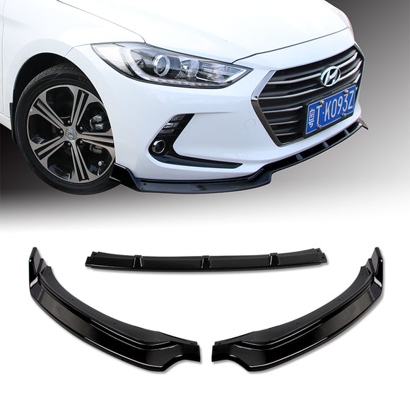For 2017-2018 Hyundai Elantra Painted Black Front Bumper Body Splitter Spoiler Lip 3PCS