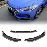 For 2017-2018 Hyundai Elantra Carbon Look Front Bumper Body Splitter Spoiler Lip 3PCS