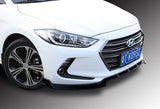 For 2017-2018 Hyundai Elantra Unpainted Matte Black Front Bumper Body Splitter Spoiler Lip 3PCS