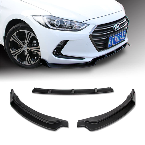 For 2017-2018 Hyundai Elantra Unpainted Matte Black Front Bumper Body Splitter Spoiler Lip 3PCS