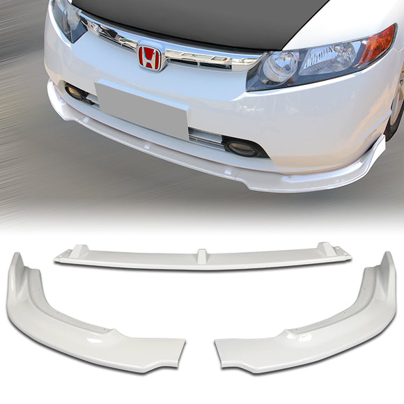 For 2006-2008 Honda Civic 4DR JDM CS-Style Painted White Front Bumper Body Splitter Spoiler Lip 3PCS