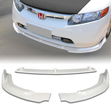 For 2006-2008 Honda Civic 4DR JDM CS-Style Painted White Front Bumper Body Splitter Spoiler Lip 3PCS