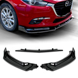 For 2014-2018 Mazda 3 Axela Painted Black Front Bumper Body Splitter Spoiler Lip 3PCS