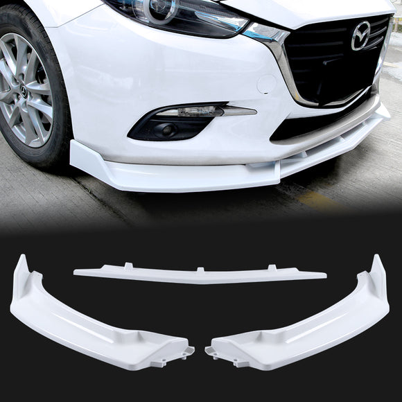 For 2014-2018 Mazda 3 Axela Painted White Front Bumper Body Splitter Spoiler Lip 3PCS